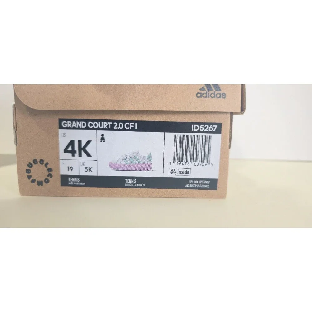 Adidas Grand Court 2.0 Girls Infant Shoes Size 4K White Turquoise Purple - Picture 11 of 11
